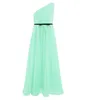 Vestido Longo Chiffon One-shoulder Pleated Dress Flower Girls Maxi Dresses for Party and Wedding Kids Junior Bridesmaid Dress Evening Gowns