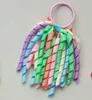 18 PCS GIRL O A-Korker Ponytail Holder Rainbow Hair Accessories Corker Tassel Streamers Hair Flower Elastic Curly Ribbon Headwear PD002