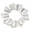 100pcs/lot Mixed Antique Silver letter Love Heart Beads Metal Charms Words Handmade Floating Charm Pendant for Jewelry Making 15mm