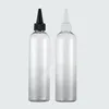 30 stks 250 ml witte duidelijke cosmetische flessen met ronde schouder en wit zwart puntig pet heide huisdier monster dispenser druppelcapaciteit
