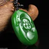 Naturais Nephrite Hetian Jade Jasper Rindo Buda Maitreya colar de pingente