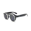 Новый дизайн бренда Retro Steampunk Punk Rock Flip Sunglasses Женщины металлические обновления моды круглые солнцезащитные очки для женской винтажной равнины 7945017