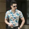 Vente en gros- 2016 été hommes fleur chemise style chinois à manches courtes chemise florale hommes plus la taille 6XL occasionnels slim fit chemises en coton mercerisé