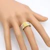 Female Brand Gold Color Zircon Crystal Titanium Stainless Steel Rings For Women Men Wedding Jewelry Three Layers Beauty anillos
