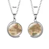 Double Side Earth World Map Tellurion Ocean Rotatable glass Necklace dome Necklaces Pendants for Women Lady Jewelry Gift