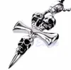 Оптово-новый подарок унисекс мужская нержавеющая сталь череп крест байкер кулон ожерелье цепь