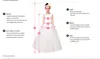 High Low Flower Girl Dresses for Weddings High Neck Handmade 3D Floral Applique Girls Pageant Gowns Back Bow Tulle First Communion Dress