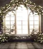 نافذة 8x12ft رومانسية زفاف صور الخلفيات ريترو خمر الفرنسية زهور الربيع ستوديو ديكور الدعائم التصوير الفوتوغرافي صورة خلفية القماش