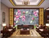 Peony Grid Wall TV Wall Decorative Painting muurschildering 3d behang 3d behang voor tv achtergrond