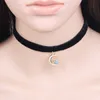 10pc novo bonito estrela lua pingente preto veludo corda encantos gargantilha colar feminino collier bijoux meninas presente efn018v218v