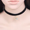 10 pz Nuovo Carino Star Luna Ciondolo Corda di Velluto Nero Pendenti e Ciondoli Collana Del Collare Del Choker Femminile Collier Bijoux Ragazze Regalo EFN018V291n