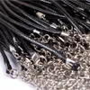 Mode-stijl 100 stks zwart lederen 1.5mm koord ketting met kreeft sluiting charms sieraden cadeau - gratis verzending + gratis geschenk
