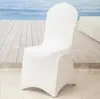 .Free Shipping 50pcs Universal White Spandex Bröllopsstolskydd för Bröllop Bankett Hotel Decoration Outdoor Beach Soff Code Covers