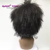Afroamerykańska czarna kobieta krótka afro frizzy perwersyjne proste włosy peruki syntetyczne ciepło czarny czerwony brązowy kolor włosów natury 9090604
