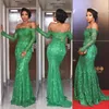 Prachtige Aso-Ebi Stijlvolle Avondjurken Sexy Off Shoulic Applicaties Lange Mouwen Prom Dresses 2017 Gorgoeus Mermaid Celebrity Feestjurken