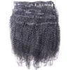 Kinky Curly Clip Ins 100G 120G 7pcs Clip w ludzkich włosach przedłużanie naturalny kolor ludzki klip do włosów w przedłużaniach3959279