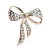 Simple Bowknot Brooch Scarf Pins Czech Crystal Rhinestone Brooches for Women Girl Wedding Bride Brooch Pin Jewelry Gifts