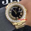 Luxury 18K Gold Président Day-Date Genève Men Big Diamonds Diams Calpel Automatic Wrist Role Men's Watch Reloj regarde le wristwat280b
