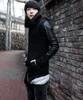 Partihandel-2017 Nya Män Spring Sweatshirts Zipper Hoodies Läder Patchwork Slim Male Coat Men Black Hoodies Cool Street Clothing