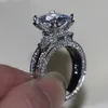 Vecalon Femmes Big Jewelry Ring Princess Cut 10ct Diamond Stone 300PCS CZ 925 STERLING SILP ENGAGE ANNEAU DE MEAL CADEM