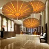 Modern Bamboo Pendant Lamp UFO Umbrella Pastoral Natural Hotel Restaurant Dinning Hall Bedroom Kitchen Bar Cafe Nordic Wood Suspension Light