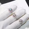 Vecalon mode frauen ring runde zwei kreis 2ct diamant cz 925 silber schmuck engagement hochzeit band ring für frauen schmuck