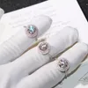 Vecalon Fashion Women Ring Round Two Circle 2CT Diamond CZ 925シルバージュエリーエンゲージメントウェディングバンドリング女性ジュエリー246E