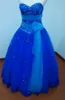 2017 Gorąca Sprzedaż Nowy Sweetheart Blue Vestidos de Quinceanera Suknie Balowe Suknie z haftem Sash Debiutante Sweet 16 Dresses