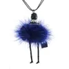 Wholesale-Modern Design Doll Necklace Long Chain Pendant Rhinestone Necklaces Women Girl Crystal Bag Statement Jewelry Feather Fitting