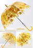 Simanfei 4 Färger Maple Leaf Leaves Cage Paraply Transparent Rainny Sunny Paraply Parasol Söt Paraply Kvinnor Gullig Clear Apollo Princess