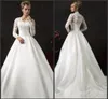 Count Train Wedding Dresses Long Sleeve Iullsion Bodice Sexy Jewel Neck Covered Bottons Elegant Lace Appliques Wonderful Beautiful Hot Sale