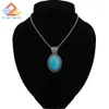 Fashion Natural Stone Turquoise Oval Shape Pendant Necklaces Blue Stone Agate Crystal Gem Stones Necklace Whole retailing 1pcs230J