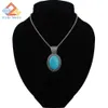 Mode Natuursteen Turquoise Ovale Vorm Hanger Kettingen Blauwe Steen Agaat Kristal Edelstenen Ketting Hele detailhandel 1pcs245P