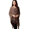 Women's Polos Wholesale-Women Tassels Hem Batwing Sleeve Shawl Cape Poncho Knit Cardigan Sweater Coat