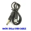 USB till DC5.5 5.5MMX2.1mm 5.5 2.1 Wire Connector DC-kontaktuttag Strömkabel för 5V till 12V Spänningsomvandlare Modul 100PCS