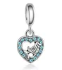 Large Hole Metal Heart Charms Pendants Rhinestone Beads Mom Finding for European Beaded Bracelet Jewelry Making Women's Day Gift