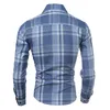 Chemises décontractées pour hommes Vente en gros - Chemise pour hommes 2021 Marque de mode de corps masculin mâle à carreaux à manches longues Camisa Masculina Slim Chemise Homme M