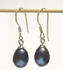 10Pairs / lot mode smycken svart pärla örhängen silver krok dangle ljuskrona för gåva hantverk örhänge c05