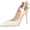 Women Pumps Patent Leather High Heel Dress Shoes Bowknot Butterfly Knot Bow Cut Out Sandals Woman Stilettos