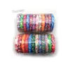 여자를위한 혼합 된 색상 12mm 폭 인쇄 된 꽃 디자인 폴리머 클레이 Bangles 도매 24pcs / lot