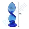 Icicles Twist and Turn Blue Crystal Spiral Glass Anal Sex Dildo Toys for Couple, Unisex Sexy Products Erotic Sex Toys 17402