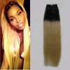 Ombre tape in hair extensions 100g 40pcs Straight #1B/613 tape in human hair extensions Ombre human hair extension blond