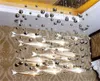 Modern Glass Fly Fish Fish Light Fishes Fishes Chandelier Sala de estar Luz Cristal Cognac Color Peixes Lâmpadas de teto