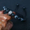 Hele 10 stuks lot 8mm Kwaliteit Matte Agaat En Obsidiaan Steen Met Clear Cz Zwarte Schedel Macrame Armband voor Men301r