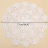 Mats & Pads 37CM Round Lace Hand Crocheted Doily Placemat Vintage Floral Coasters Home Coffee Shop Dining Table Decorative Gadgets