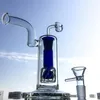 18.8mm Joint Oil Rig Glass Bongs With Glass Bowl Quartz Banger 21cm Height Reti Perc Two Cylinders Water Pipe Bongs WP109-2