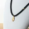 Bijoux à main pour hommes, lot de 5 pièces entières de 6mm, perles en pierre d'agate mate naturelle, collier Fatima Hamsa pour Party283q, nouvelle collection