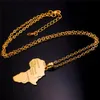 U7 Hiphop alloy Necklace Gold Color Pendant & Chain African Map Gift for Men/Women Ethiopian Jewelry Trendy