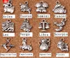12 Zodiac Signs Pendants Charms Tibetansk Silver Tvåsidigt Delikat tillbehör Tillbehör för DIY smycken