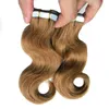 #6 Medium Brown 100g invisible tape extensions human hair 40 pcs body wave skin weft hair extensions